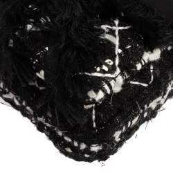 Pre Owned Carolina Herrera Black Tweed CH Flap Shoulder Bag