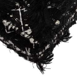 Pre Owned Carolina Herrera Black Tweed CH Flap Shoulder Bag