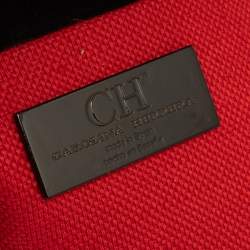 Pre Owned Carolina Herrera Black Tweed CH Flap Shoulder Bag