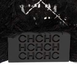 Pre Owned Carolina Herrera Black Tweed CH Flap Shoulder Bag