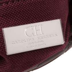 Carolina Herrera Dark Beige Quilted Chevron Patent Leather Flap Top Handle Bag
