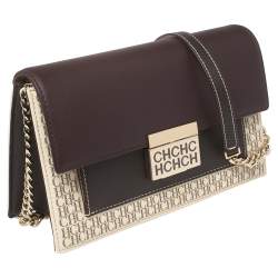 Pre Owned Carolina Herrera Multicolor Signature Coated Canvas and Leather Flap Shoulder Bag