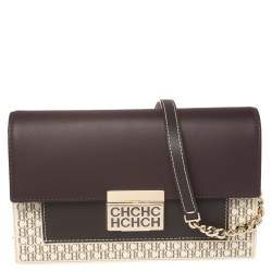 Pre Owned Carolina Herrera Multicolor Signature Coated Canvas and Leather Flap Shoulder Bag