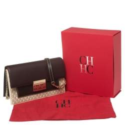 Pre Owned Carolina Herrera Multicolor Signature Coated Canvas and Leather Flap Shoulder Bag