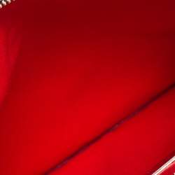 Pre Owned Carolina Herrera Ivory/Brown Monogram Canvas and Leather Zip Pouch