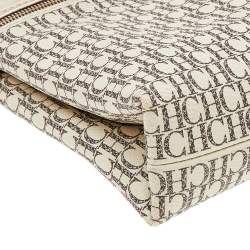 Pre Owned Carolina Herrera Cream/Gold Signature Coated Canvas and Leather Inro Clutch