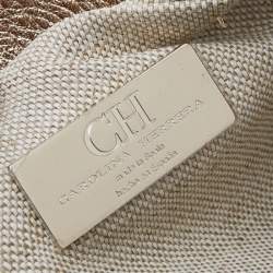 Pre Owned Carolina Herrera Cream/Gold Signature Coated Canvas and Leather Inro Clutch