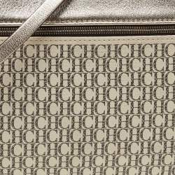 Pre Owned Carolina Herrera Cream/Gold Signature Coated Canvas and Leather Inro Clutch