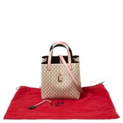 Pre Owned Carolina Herrera Pink/Beige Monogram Coated Canvas and Leather Matryoshka Padlock Tote