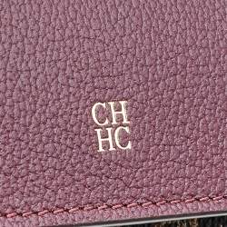 Pre Owned Carolina Herrera Burgundy/Brown PVC and Leather Wallet On Chain