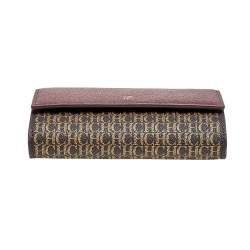 Pre Owned Carolina Herrera Burgundy/Brown PVC and Leather Wallet On Chain