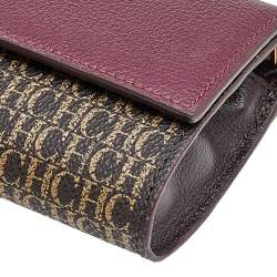 Pre Owned Carolina Herrera Burgundy/Brown PVC and Leather Wallet On Chain