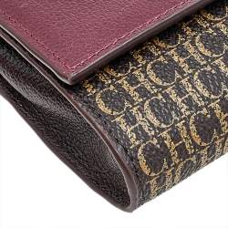 Pre Owned Carolina Herrera Burgundy/Brown PVC and Leather Wallet On Chain