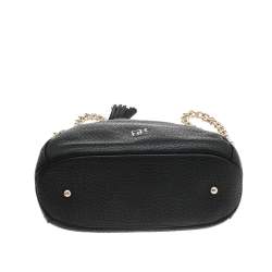 Pre Owned Carolina Herrera Black Leather Chain Tassel Shoulder Bag