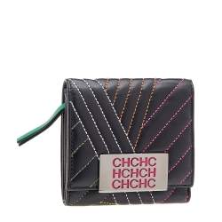 Pre Owned Carolina Herrera Black Quilted Leather Compact Wallet