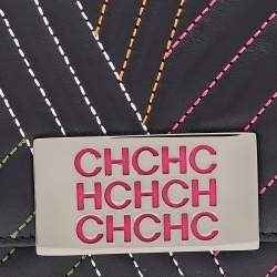 Pre Owned Carolina Herrera Black Quilted Leather Compact Wallet