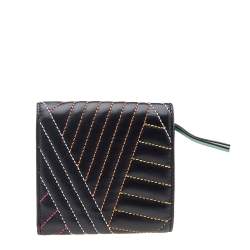 Pre Owned Carolina Herrera Black Quilted Leather Compact Wallet