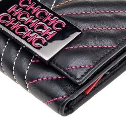 Pre Owned Carolina Herrera Black Quilted Leather Compact Wallet