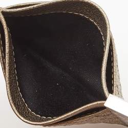 Pre Owned Carolina Herrera Light Gold Quilted Leather Card Holder