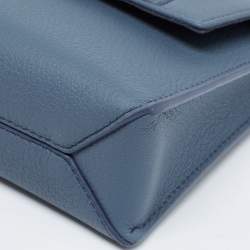 Carolina Herrera Blue Leather Doma Insignia Top Handle Bag