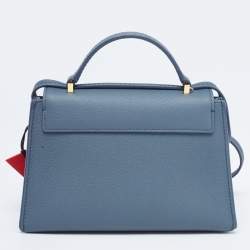 Carolina Herrera Blue Leather Doma Insignia Top Handle Bag