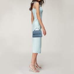 Carolina Herrera Blue Leather Doma Insignia Top Handle Bag