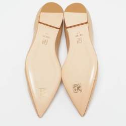 Carolina Herrera Beige Leather Pointed Toe Ballet Flats Size 37