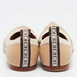 Carolina Herrera Beige Leather Pointed Toe Ballet Flats Size 37