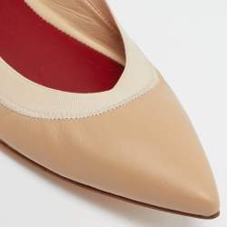 Carolina Herrera Beige Leather Pointed Toe Ballet Flats Size 37