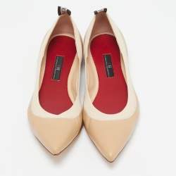 Carolina Herrera Beige Leather Pointed Toe Ballet Flats Size 37