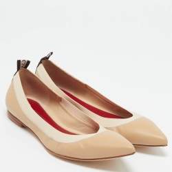 Carolina Herrera Beige Leather Pointed Toe Ballet Flats Size 37