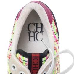 Pre Owned Carolina Herrera Multicolor Tweed, Leather And Suede Low Top Sneakers Size 41
