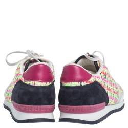 Pre Owned Carolina Herrera Multicolor Tweed, Leather And Suede Low Top Sneakers Size 41