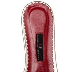 Pre Owned Carolina Herrera Metallic Gold Leather Slide Sandals Size 38