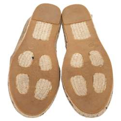 Pre Owned Carolina Herrera Metallic Gold Jute Espadrilles Slip On Loafers Size 39