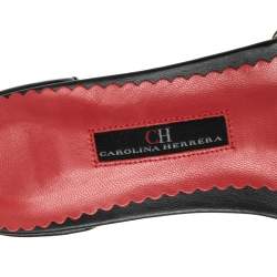Carolina Herrera Black Initials Quilted Leather Initials 2020 Flats Slides Size 36