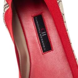 Carolina Herrera Multicolor Canvas and Leather Scrunch Ballet Flats Size 38