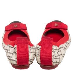 Carolina Herrera Multicolor Canvas and Leather Scrunch Ballet Flats Size 38