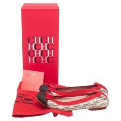 Carolina Herrera Multicolor Canvas and Leather Scrunch Ballet Flats Size 38