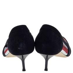Carolina Herrera Black Mesh and Suede Pointed Toe Pumps Size 41