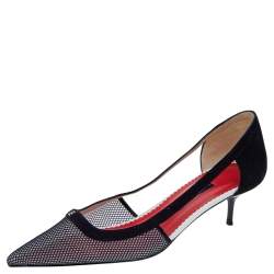 Carolina Herrera Black Mesh and Suede Pointed Toe Pumps Size 41