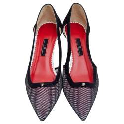 Carolina Herrera Black Mesh and Suede Pointed Toe Pumps Size 41