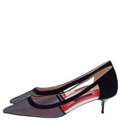 Carolina Herrera Black Mesh and Suede Pointed Toe Pumps Size 41