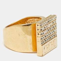 Carolina Herrera Crystal Gold  Tone Ring Size 53