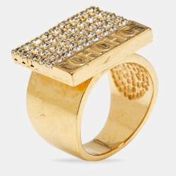 Carolina Herrera Crystal Gold  Tone Ring Size 53