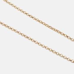 Pre Owned Carolina Herrera CH Logo Charm Gold Tone Long Toggle Pendant Necklace