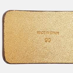 Pre Owned Carolina Herrera Brown Lasercut Leather Logo Waist Belt 90CM