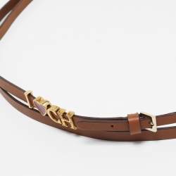 Carolina Herrera Brown Heart Logo Double Wrap Waist Belt