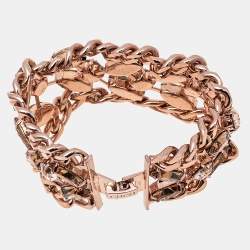 Pre Owned Carolina Herrera Crytsals Gold Tone Bracelet 