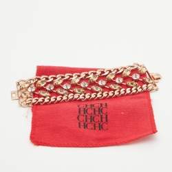 Pre Owned Carolina Herrera Crytsals Gold Tone Bracelet 